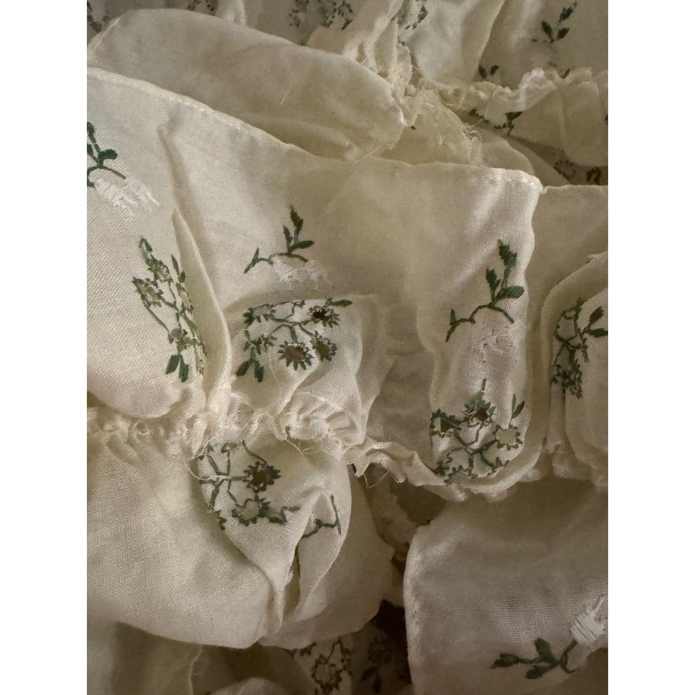 Antique Lace Trim Ribbon Salvaged Fabric Remnant Floral Embroidery Lot Cream 85